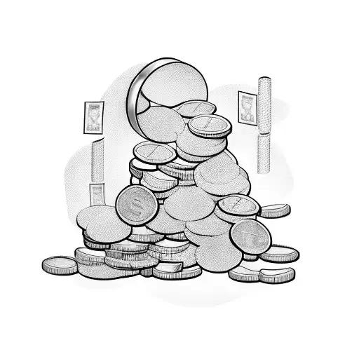 A stack of money with barbershop tools scattered around it tattoo design idea