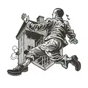 person leaping from a roof tattoo design idea
