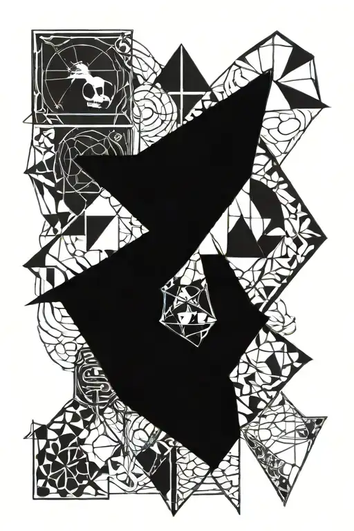 geometric with morbid images tattoo design idea