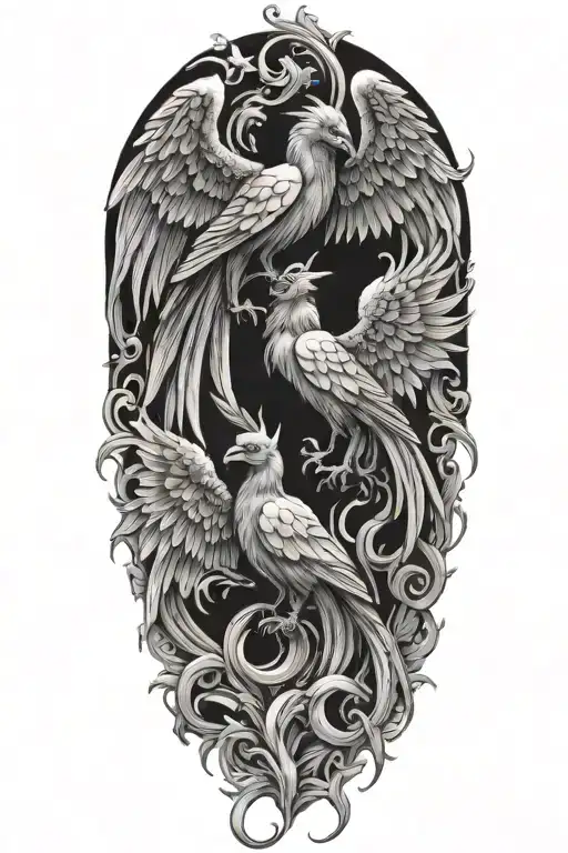gemini evil and good  pheonix  tattoo design idea