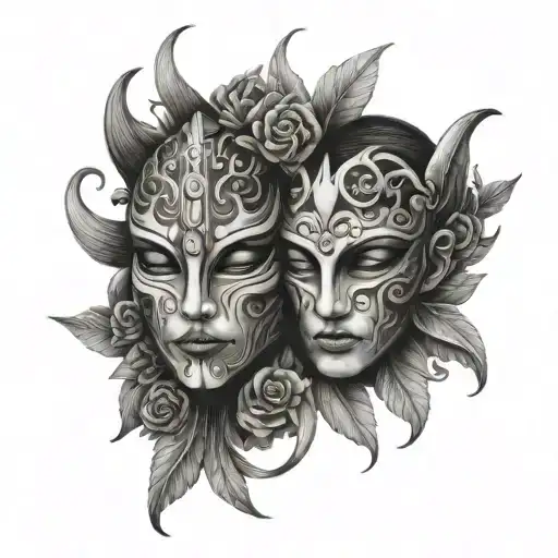 gemini mask tattoo design idea