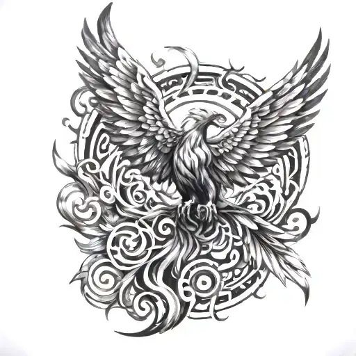 good vs evil pheonix  tattoo design idea