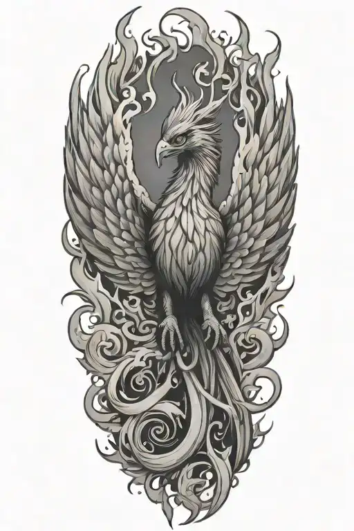 phoenix rising from the ashes tattoo design idea