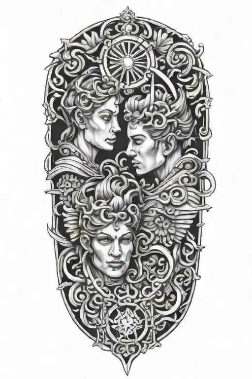 gemini twins tattoo design idea