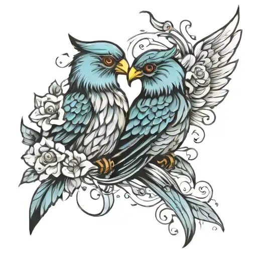 gemini twin bird heaven hell tattoo design idea