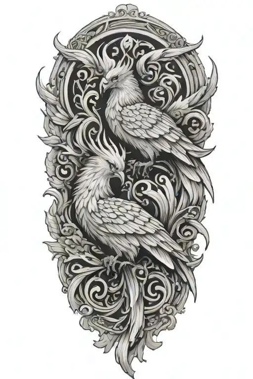 gemini twin pheonix tattoo design idea