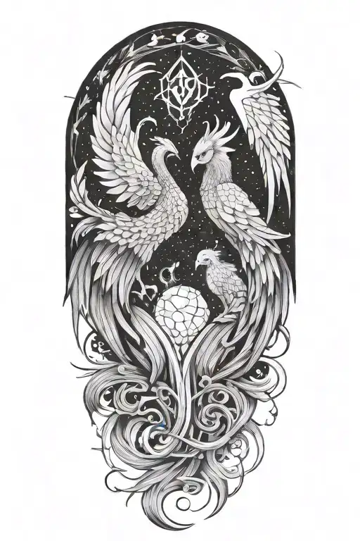 gemini pheonix good and evil  tattoo design idea