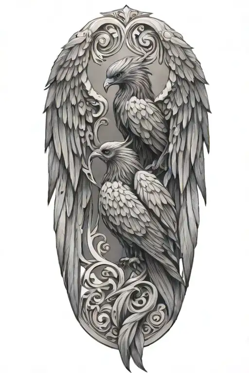 gemini two pheonix tattoo design idea