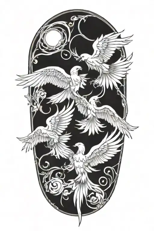 gemini with pheonix flying tattoo design idea