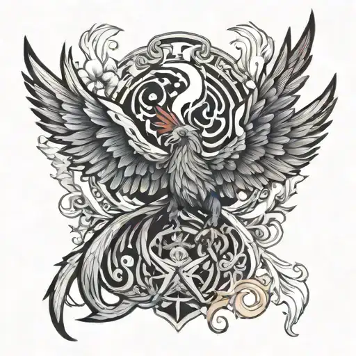 good vs evil pheonix  tattoo design idea
