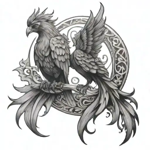 gemini pheonix tattoo design idea