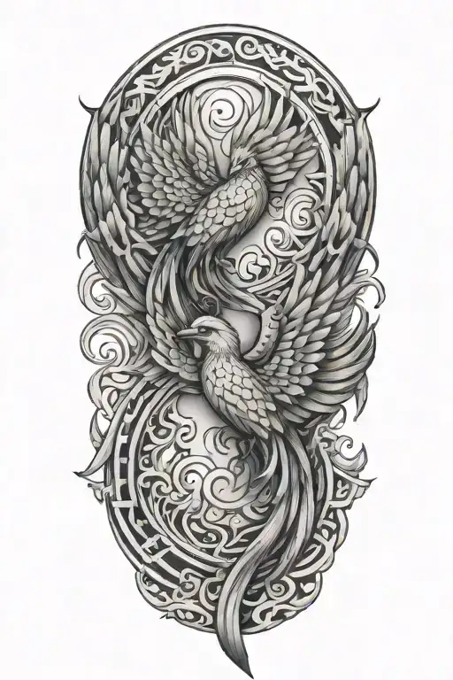 gemini pheonix tattoo design idea