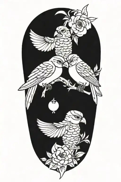 gemini tiki birds tattoo design idea