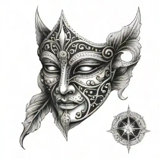 gemini mask tattoo design idea