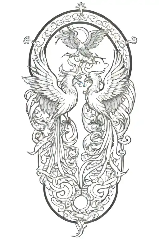 gemini pheonix good and evil  tattoo design idea