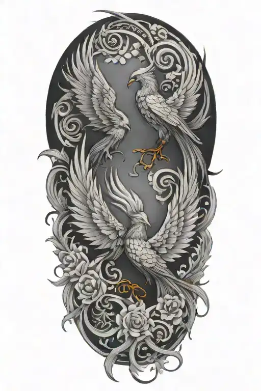 gemini masculine tattoo pheonix birds tattoo design idea