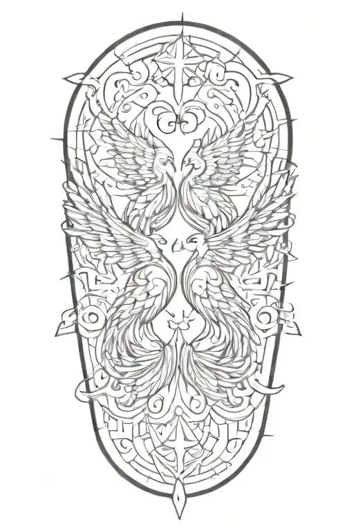 gemini twin pheonix tattoo design idea