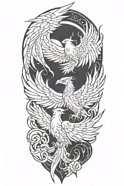 good vs evil pheonix  tattoo design idea