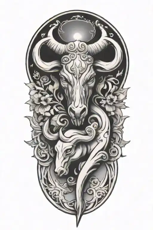 taurus and pisces symbol tattoo design idea