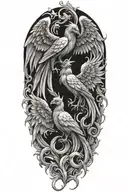 gemini evil and good  pheonix  tattoo design idea