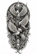 gemini evil and good  pheonix  tattoo design idea