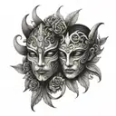 gemini mask tattoo design idea