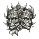 gemini mask tattoo design idea