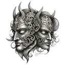 gemini mask tattoo design idea