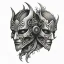 gemini mask tattoo design idea