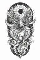 good vs evil pheonix  tattoo design idea