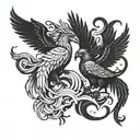 gemini twin pheonix evil and good tattoo design idea