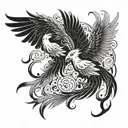 gemini twin pheonix evil and good tattoo design idea