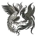 gemini twin pheonix evil and good tattoo design idea