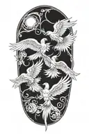 gemini with pheonix flying tattoo design idea