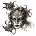 gemini masquerade mask tattoo design idea