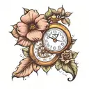 clocks, September birth month flower, march birth month flower, baby footprints   tattoo design idea
