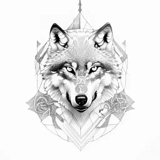 Wolf with Vikings tattoo design idea