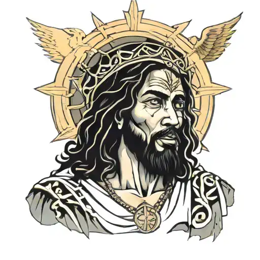 Black jesus tattoo design idea