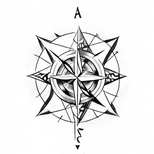 Blackwork Compass Tattoo Design – Tattoos Wizard Designs