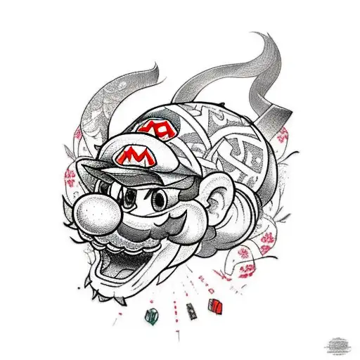 mario skate tattoo design idea