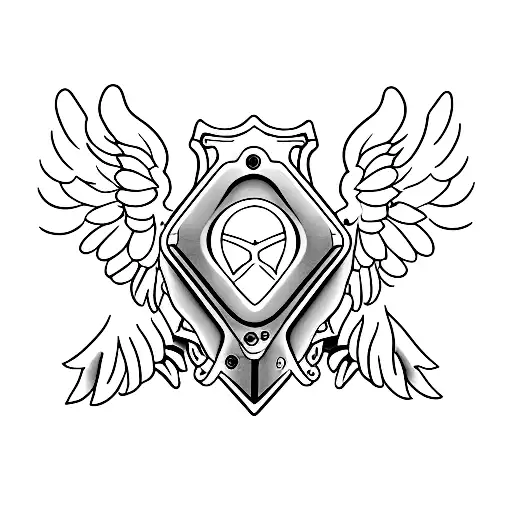 glock 48 with angel wings and halo  tattoo design idea