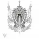 glock  with angel wings and halo  tattoo design idea