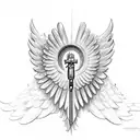glock  with angel wings and halo  tattoo design idea