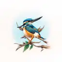kingfisher on a papyrus branch tattoo design idea