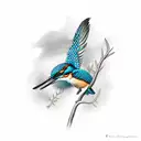 kingfisher on a papyrus branch tattoo design idea