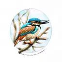 kingfisher on a papyrus branch tattoo design idea