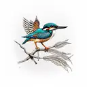 kingfisher on a papyrus branch tattoo design idea