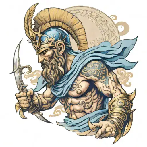 Greece god of warriors tattoo design idea