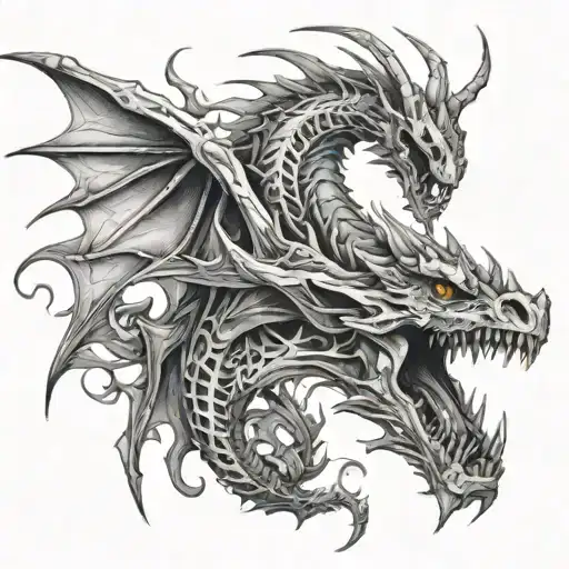 dragon skeleton tattoo tattoo design idea