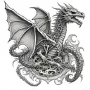 dragon skeleton tattoo tattoo design idea